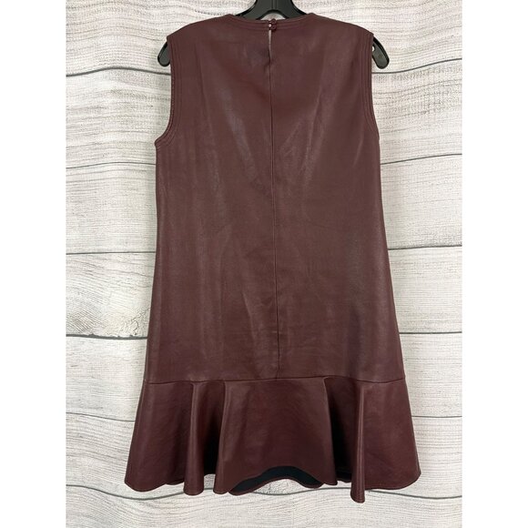 BCBG MaxAzria Sheridan Royal Port Flounce Faux Leather Dress Size S - Picture 4 of 4